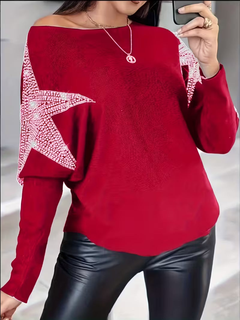 Bernadette | Long-Sleeve Star Print Sweater