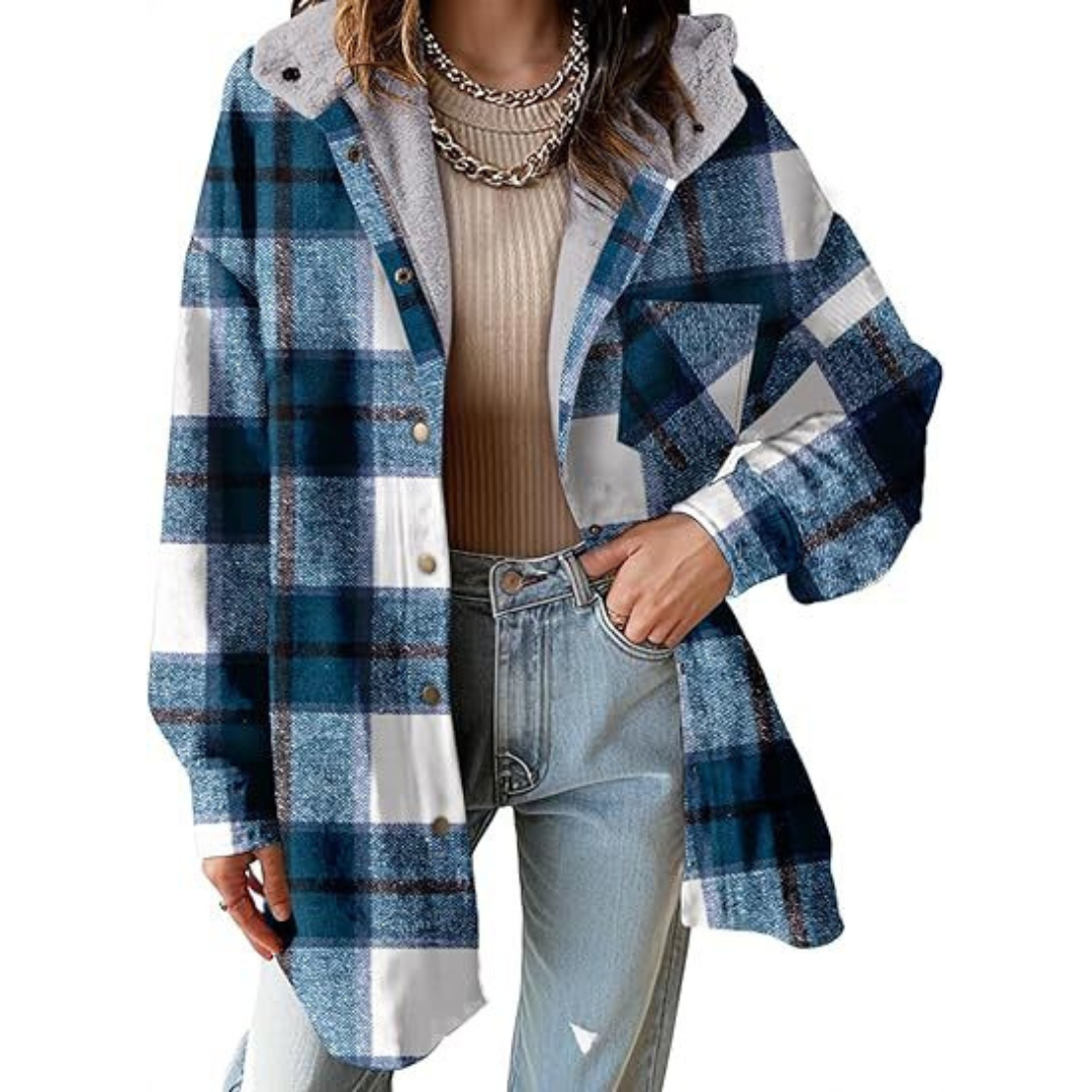 Tallulah | Relaxed Fit Hooded Plaid Jacket