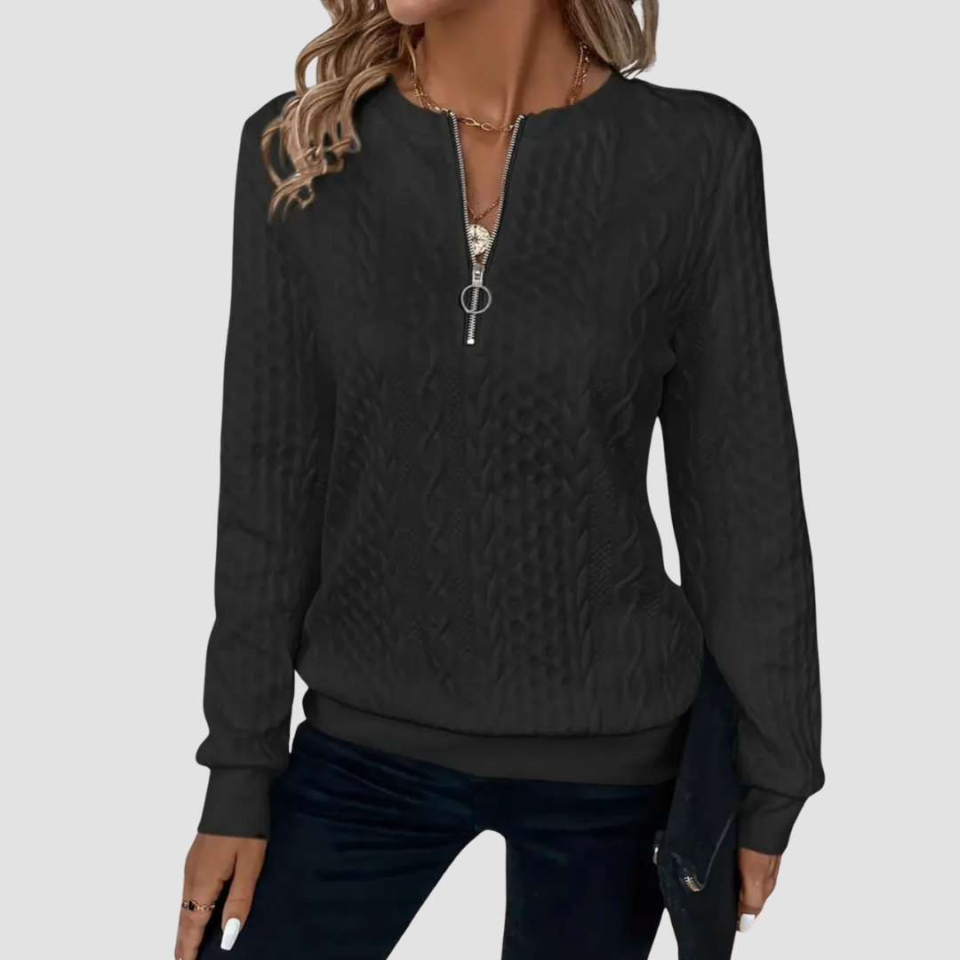 Camille | Cable Knit Zip Sweater