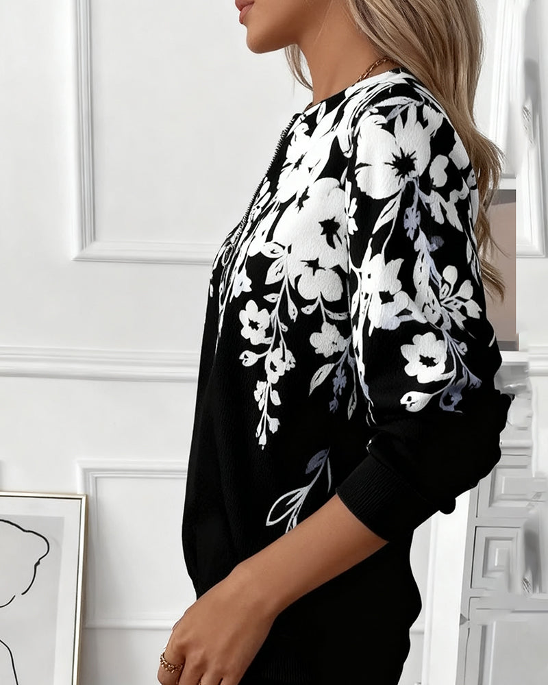 Jessalen | Printed Half-Zip Sweatshirt