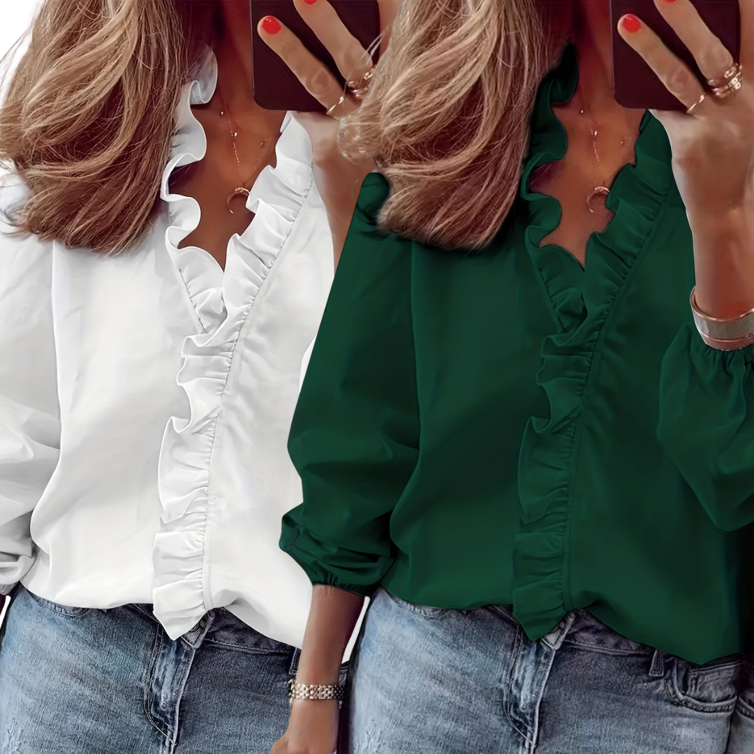 Lorelei | Timeless V-Neck Ruffle Blouse