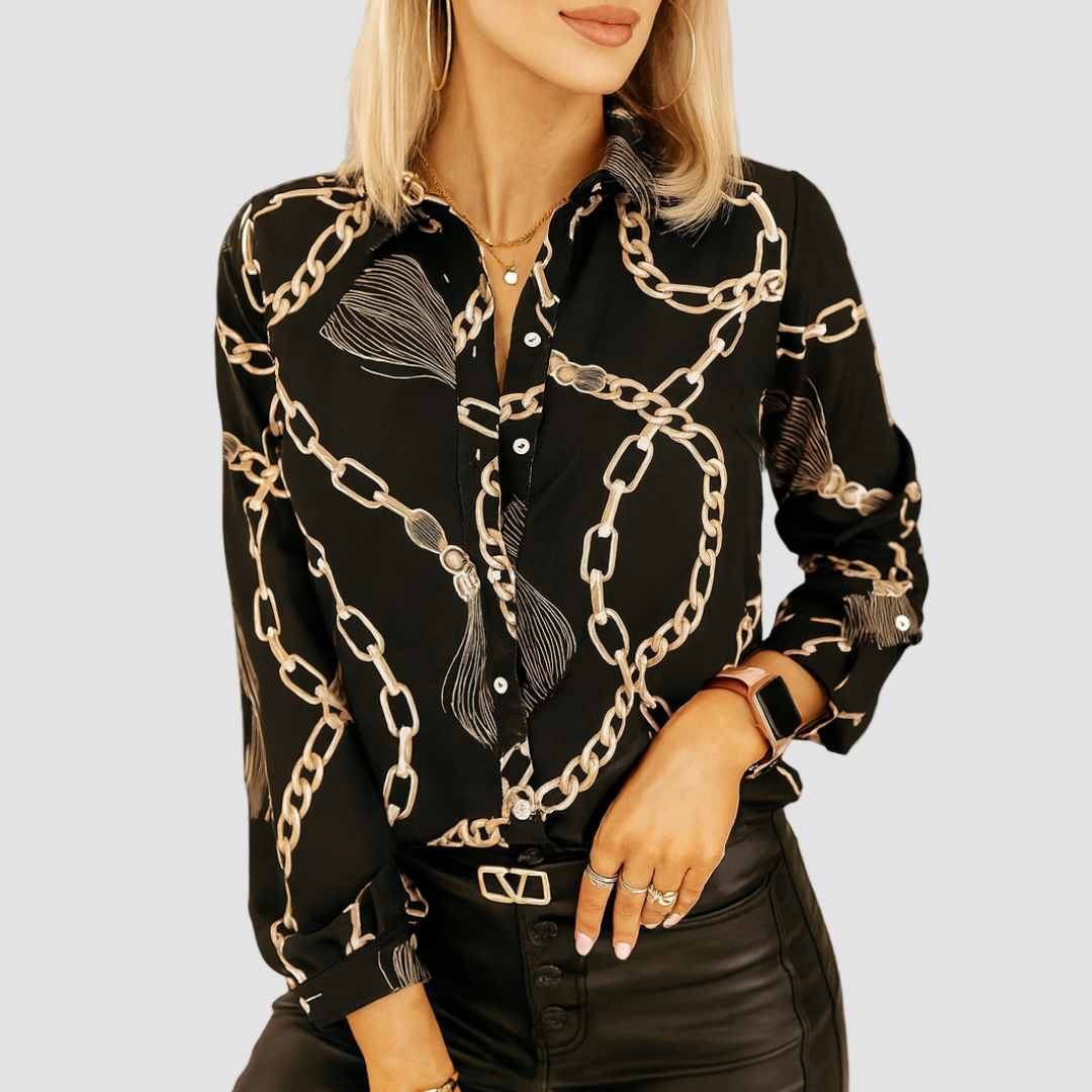 Gabriella | Elegant Couture Chain-Link Blouse