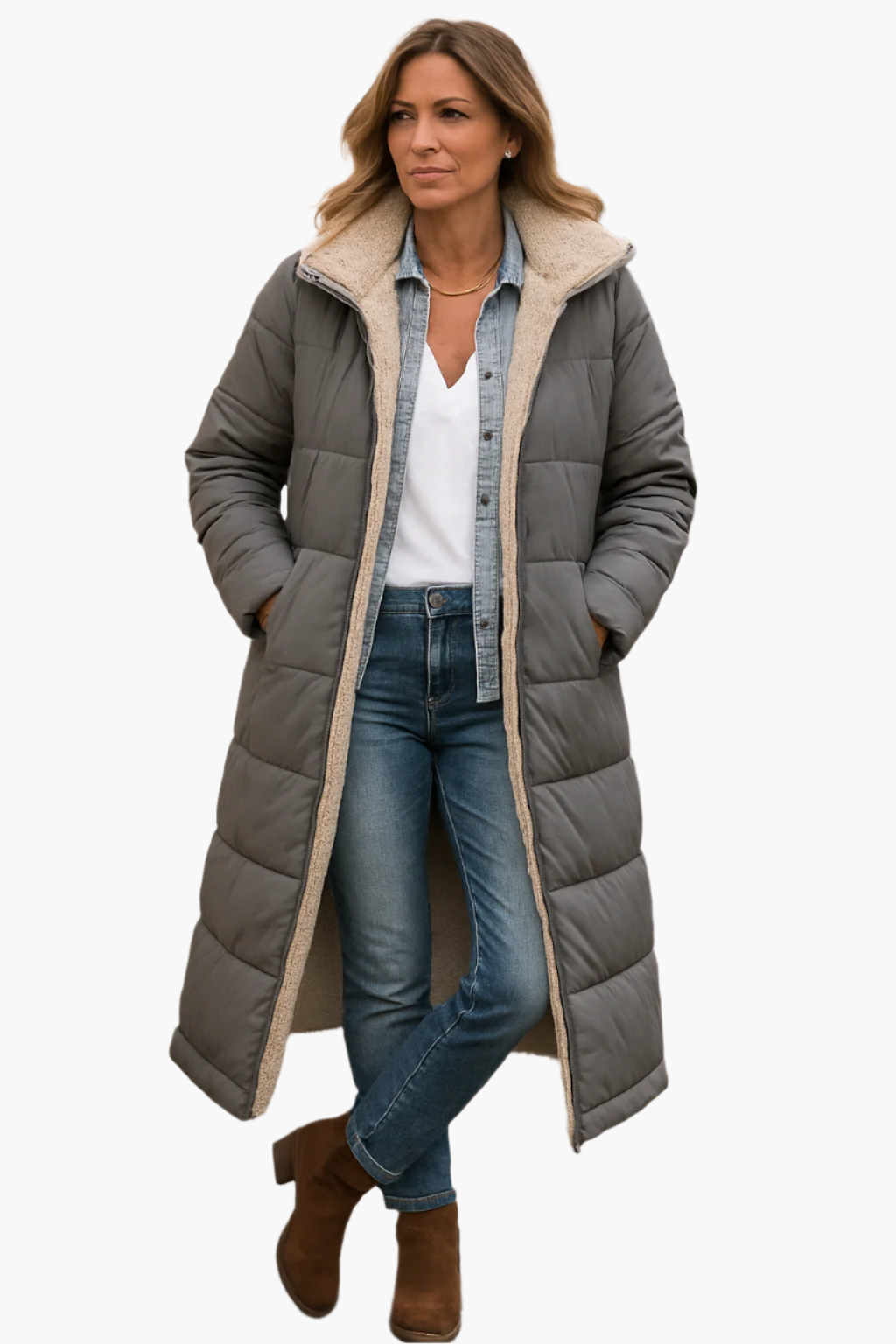 Selena | Long Hooded Quilted Coat