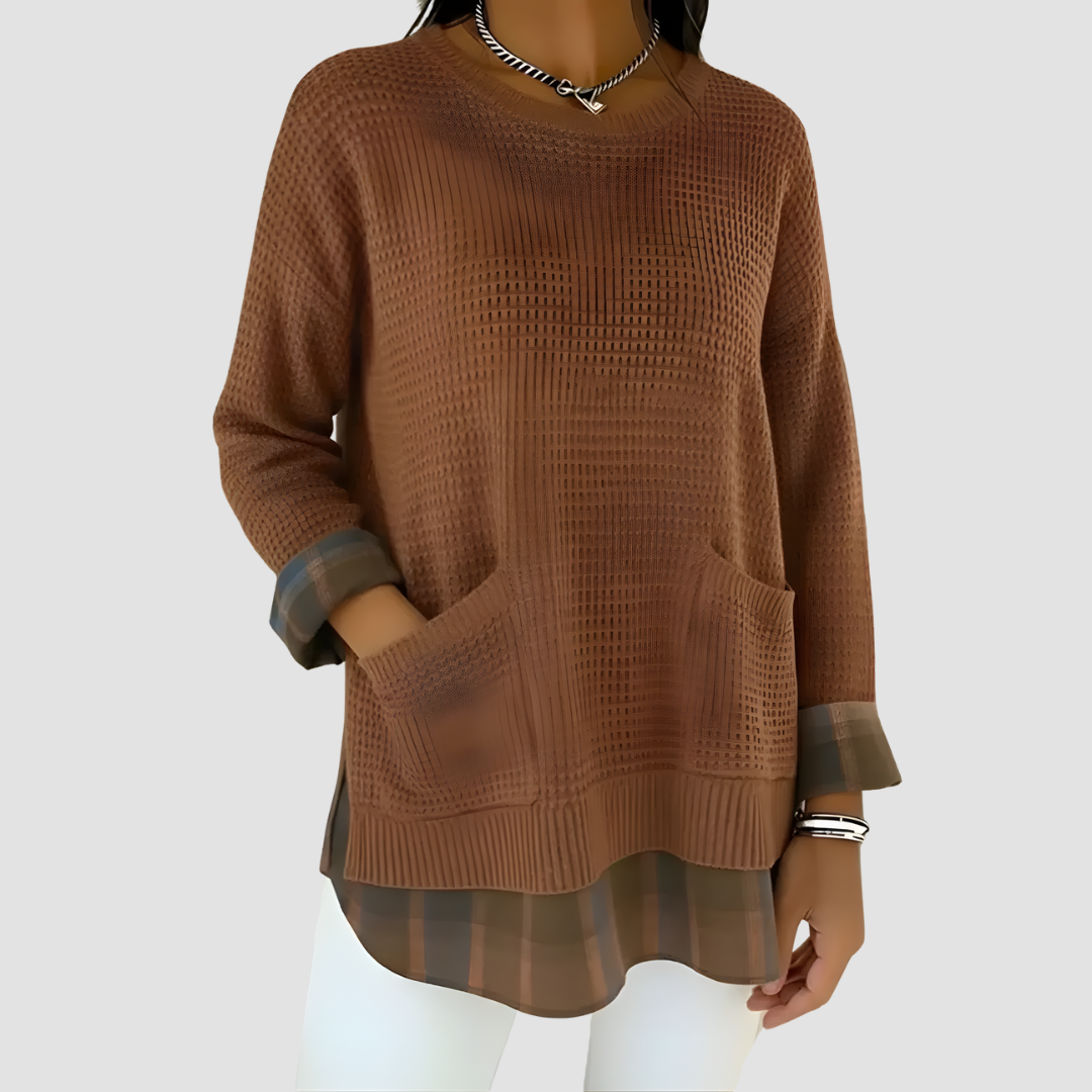 Vionelle | Casual Plaid Pullover Sweater