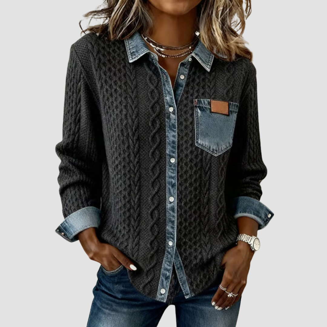 Aubert | Long-Sleeve Denim Blouse