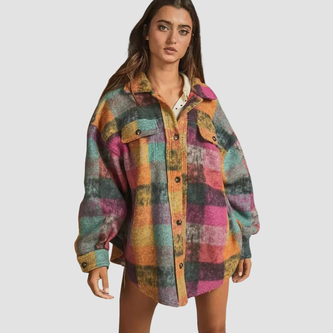 Yancy | Plaid Patchwork Shirt Jacket