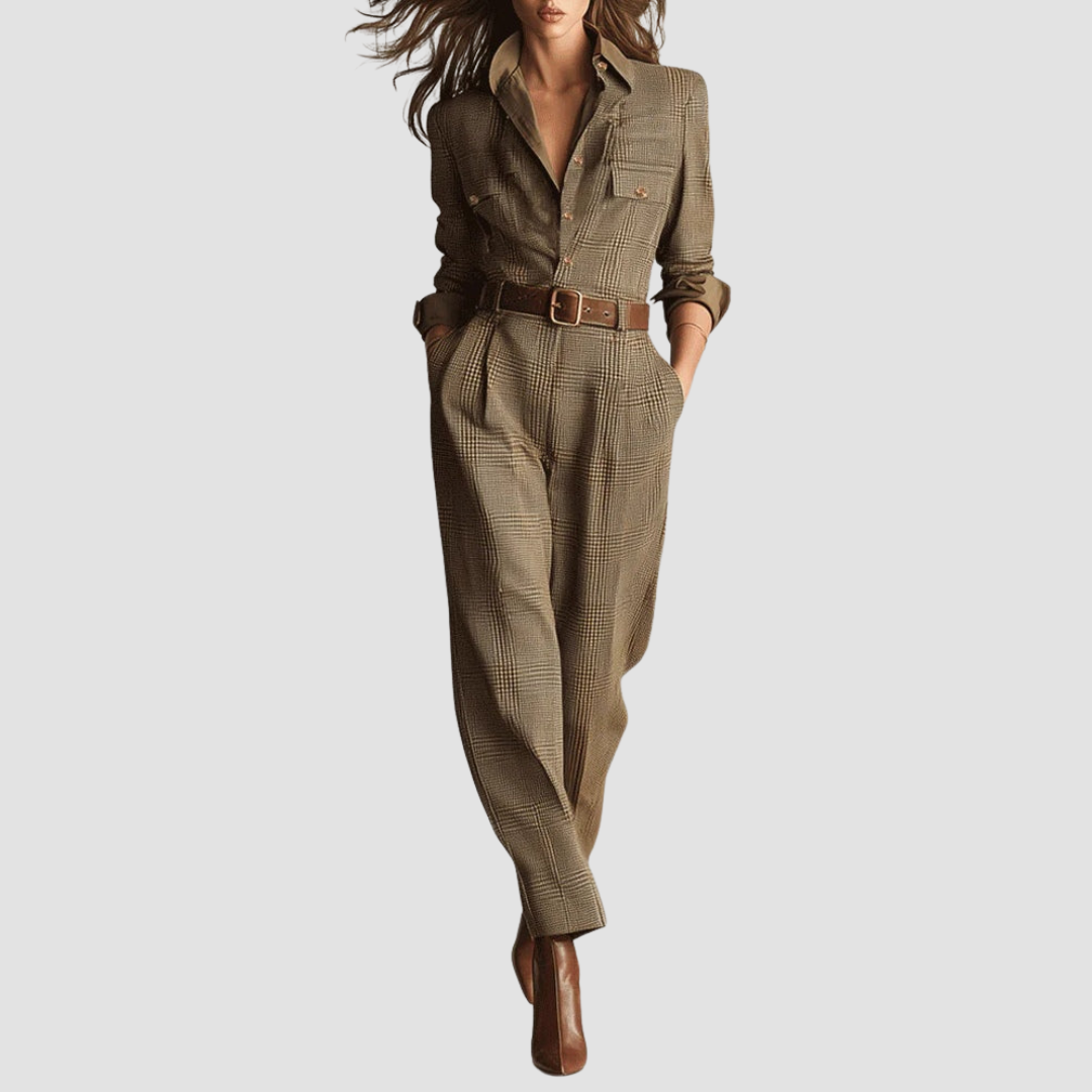 Trenora | Refined Tweed Utility Jumpsuit