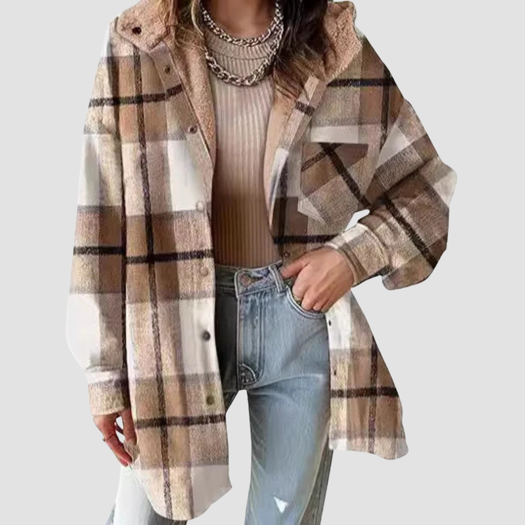 Tallulah | Relaxed Fit Hooded Plaid Jacket