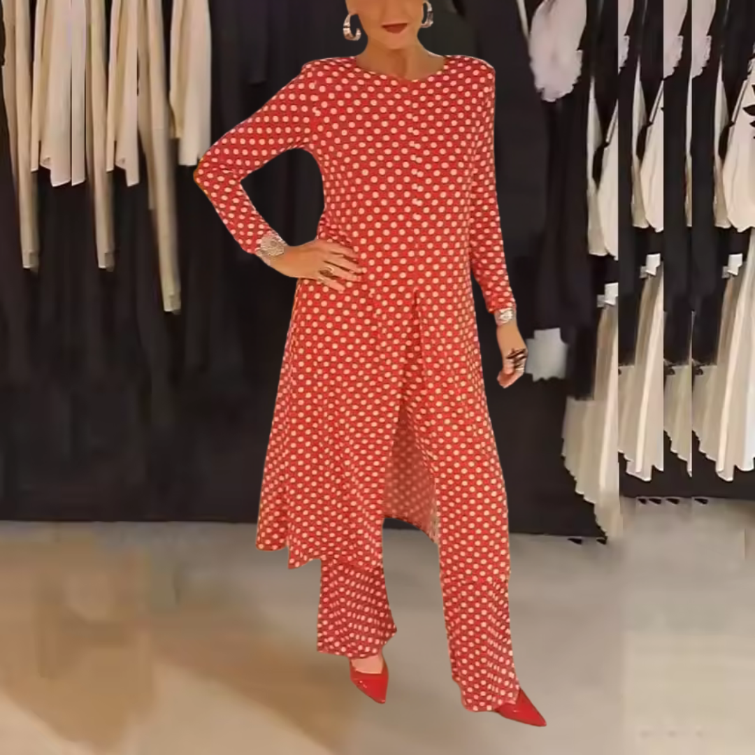 Emma | Stipple Top & Pants 2-Piece Set