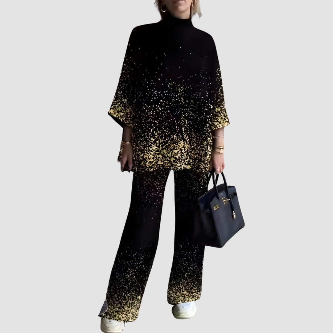 Ariana | High-Neck Printed Top & Pants Set