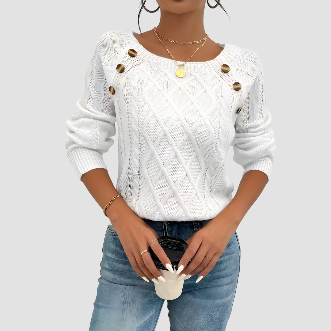 Tessa | Square Neck Cable Knit Sweater