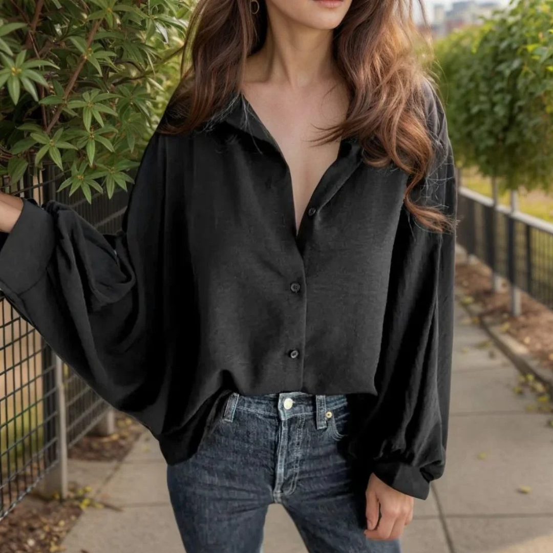 Amalyn | Elegant Solid Button-Up Blouse