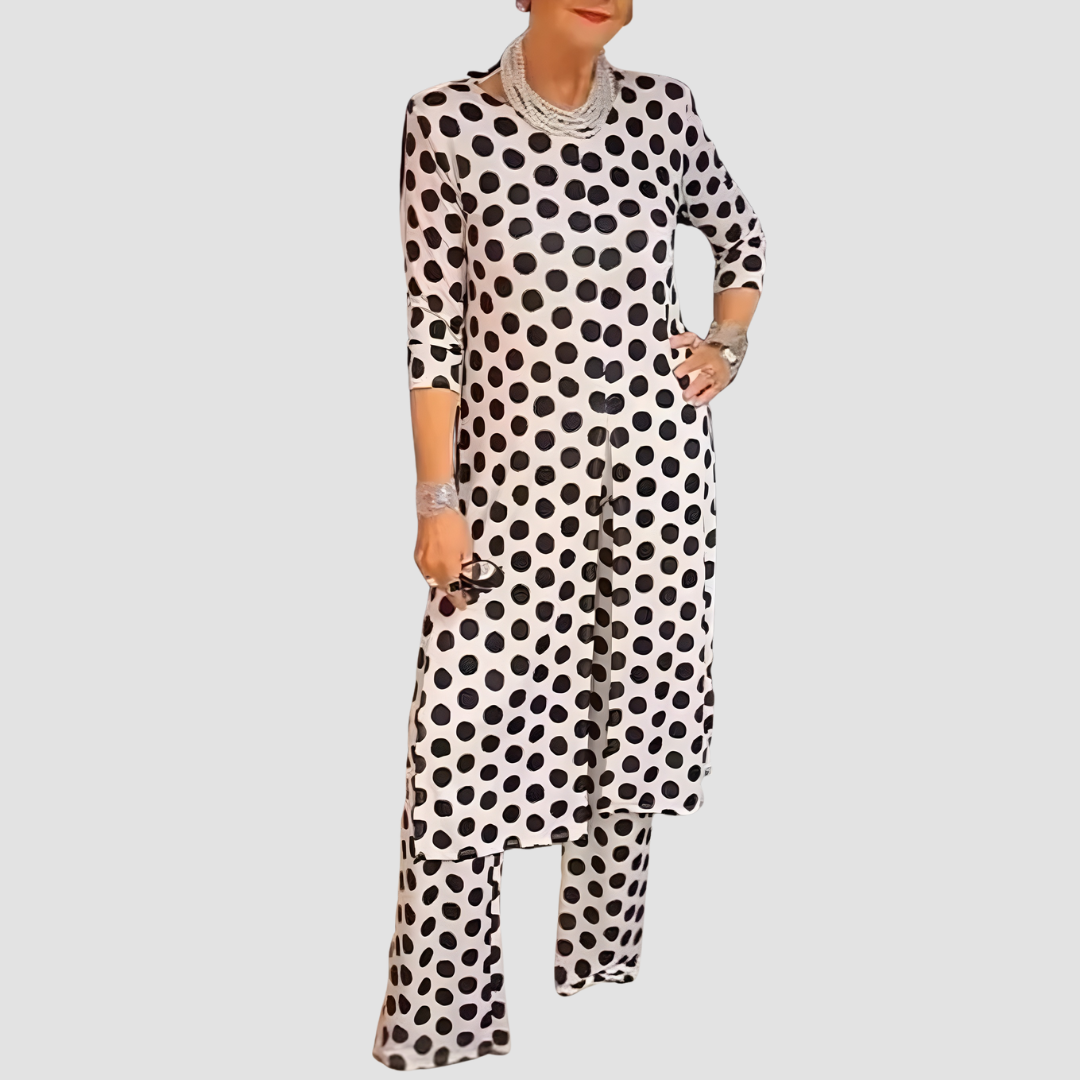 Emma | Stipple Top & Pants 2-Piece Set