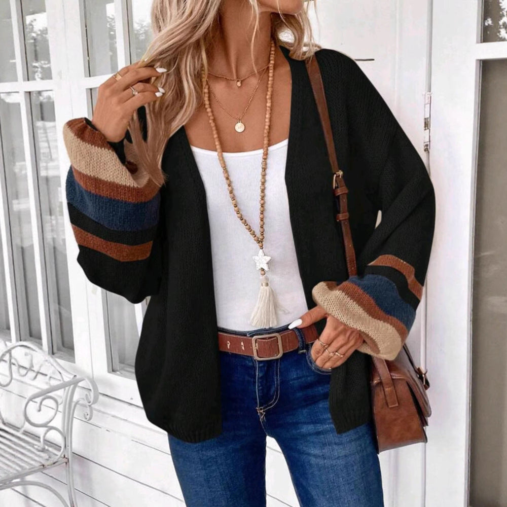 Jennie | Striped Lantern Sleeve Cardigan