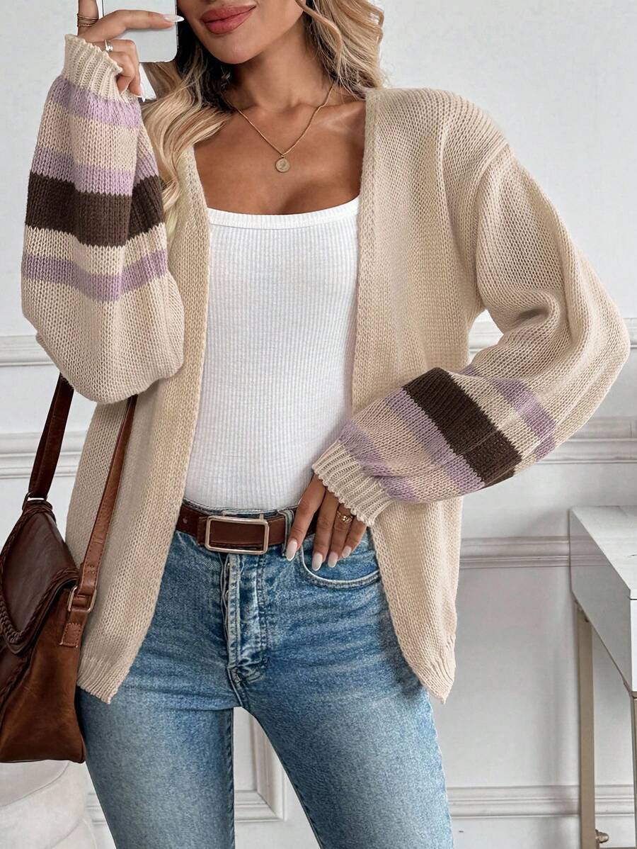 Jennie | Striped Lantern Sleeve Cardigan