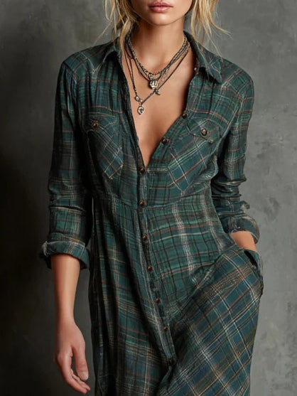 Nerissa | Refined Plaid Maxi Dress