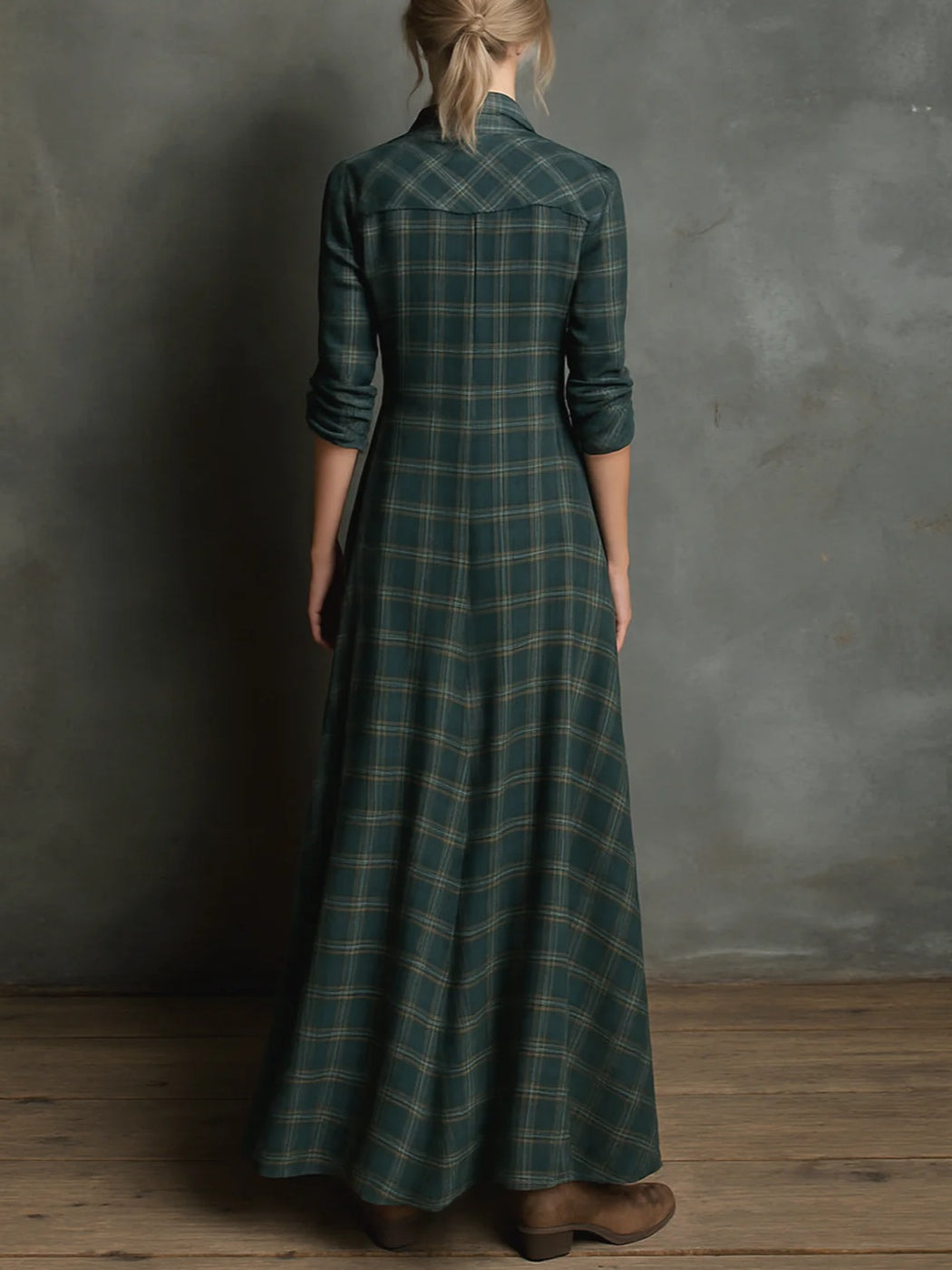 Nerissa | Refined Plaid Maxi Dress