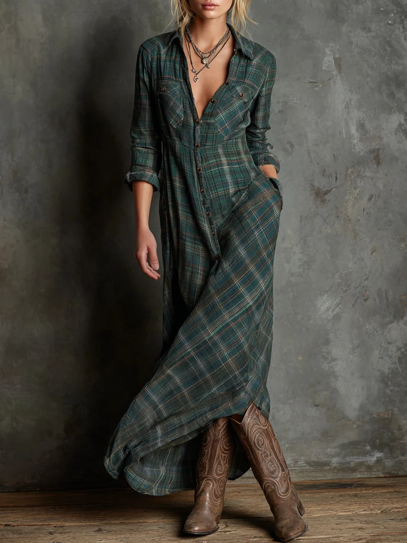 Nerissa | Refined Plaid Maxi Dress