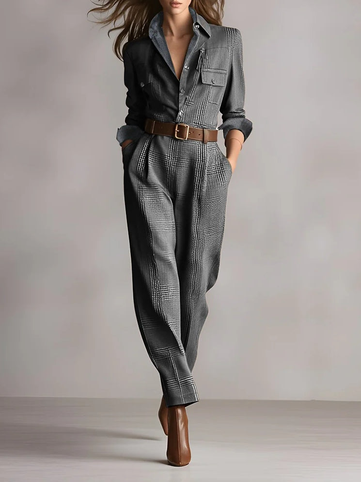 Trenora | Refined Tweed Utility Jumpsuit