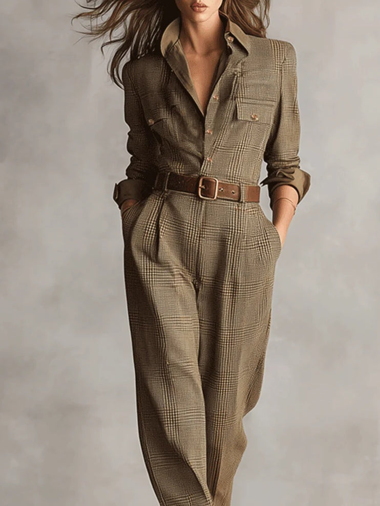 Trenora | Refined Tweed Utility Jumpsuit