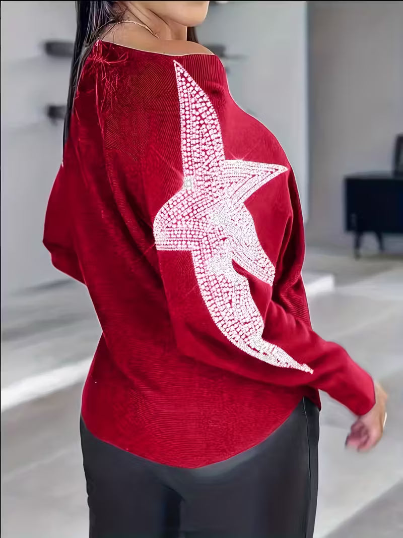 Bernadette | Long-Sleeve Star Print Sweater