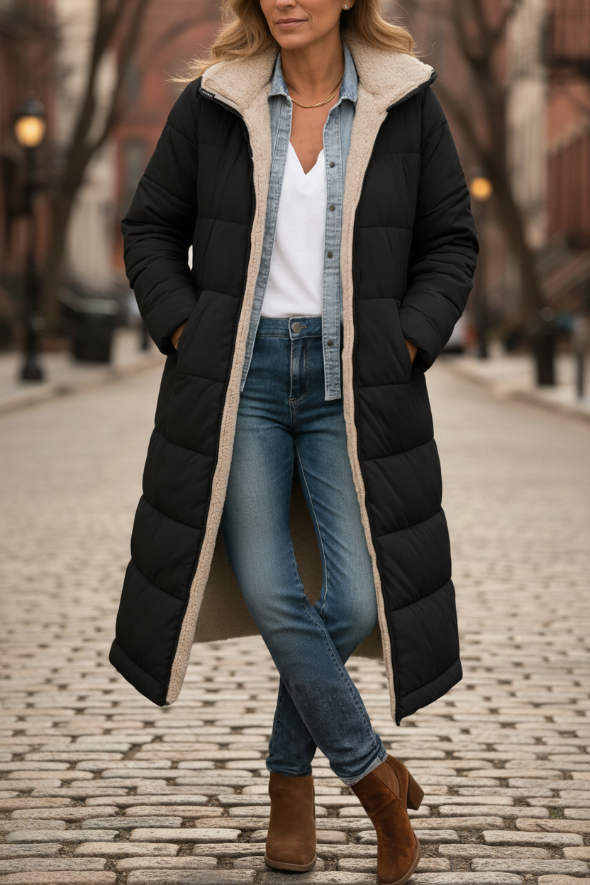 Selena | Long Hooded Quilted Coat