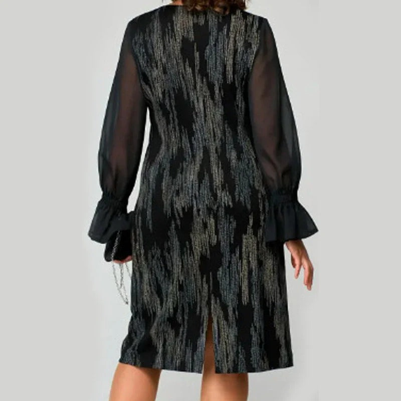 Olivia | Long Sleeve Round Neck Print Dress