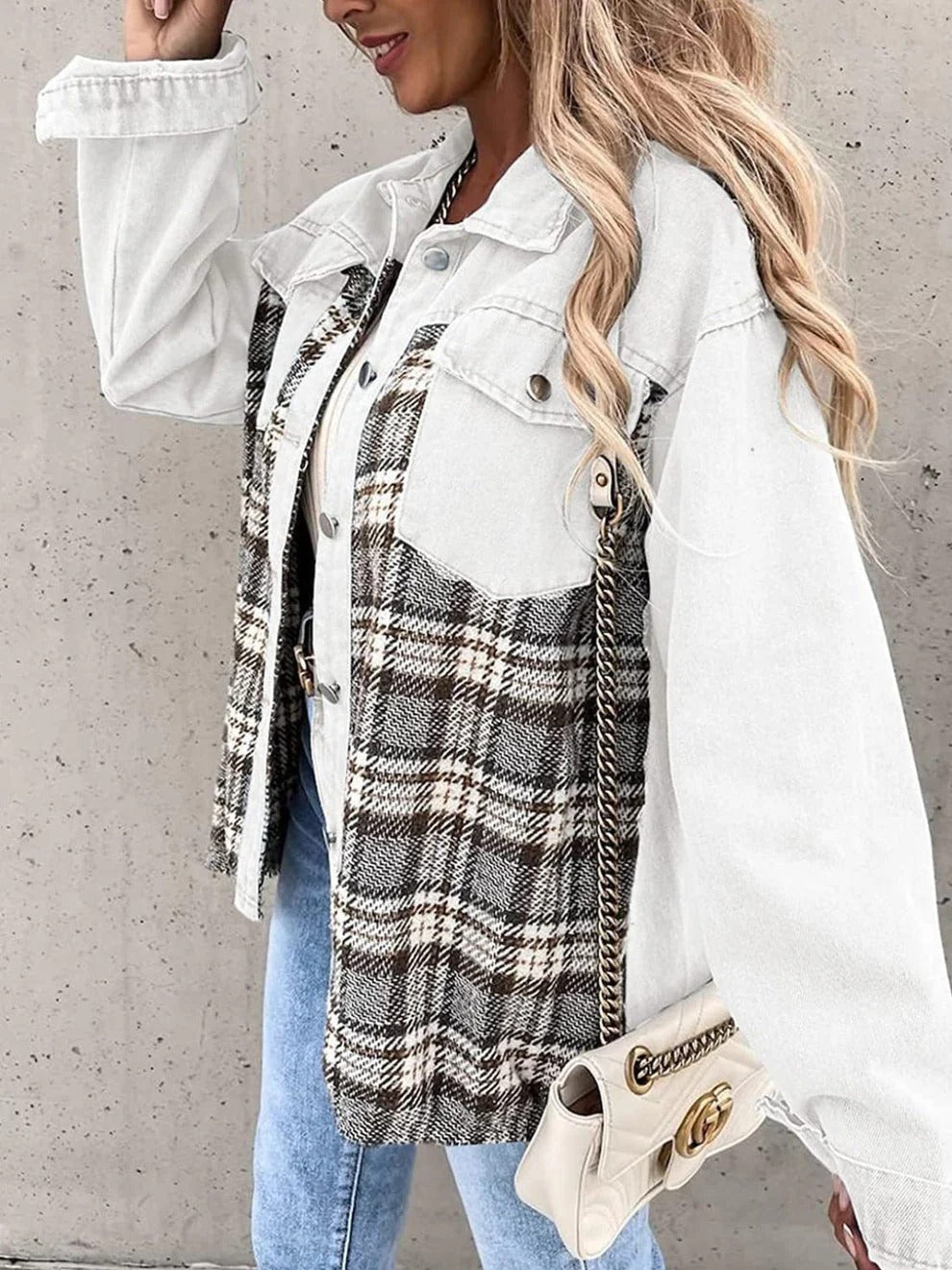 Sophie | Checkered Denim Jacket