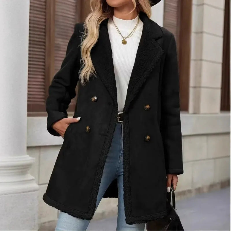 Annie | Mid-Length Suede-Feel Coat