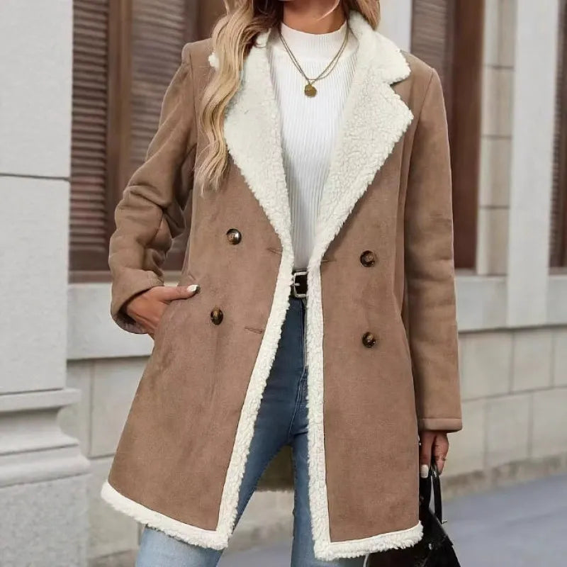 Annie | Mid-Length Suede-Feel Coat