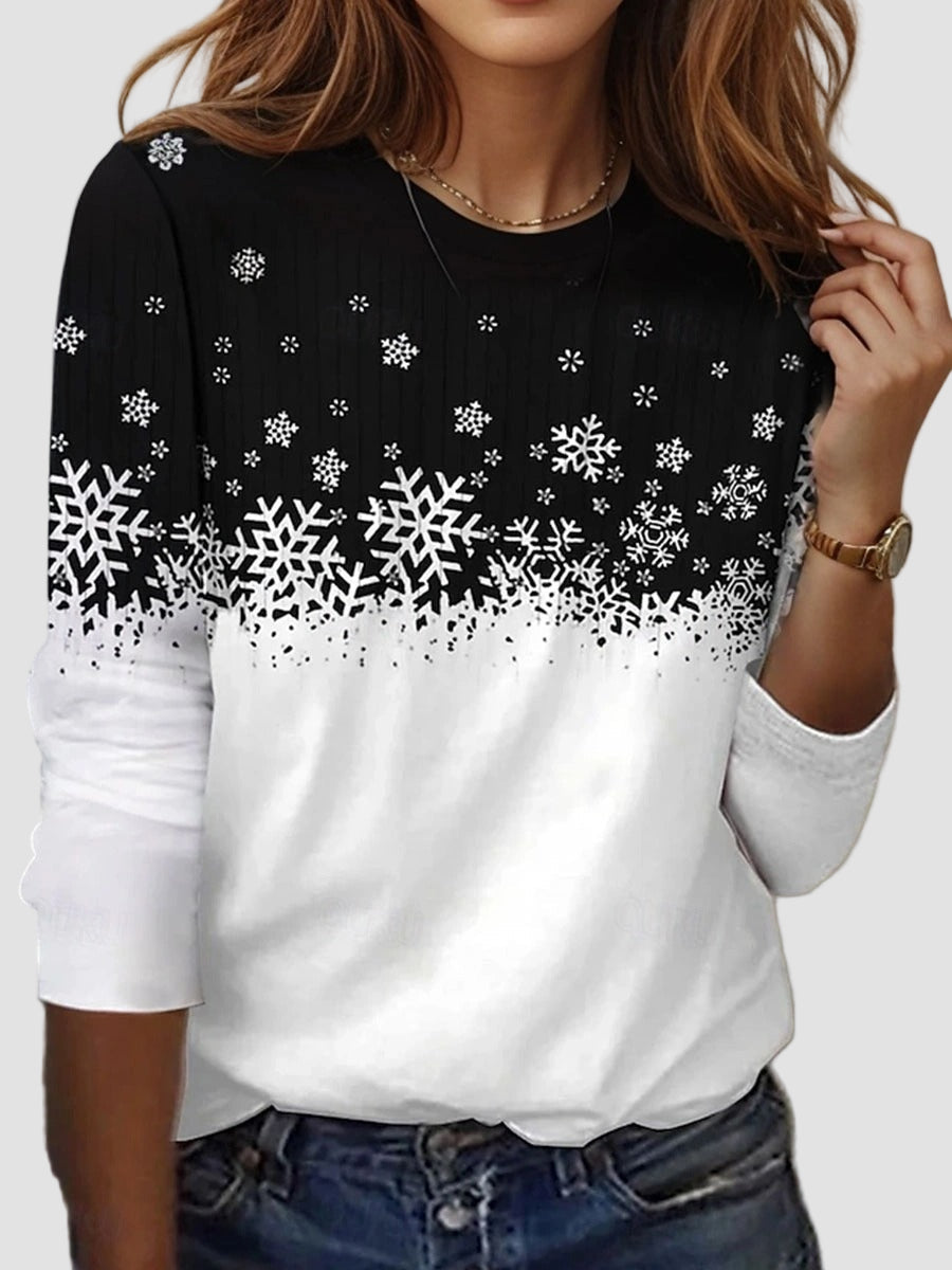 Victoria | Winter Print Long-Sleeve Top