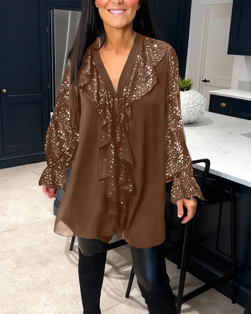 Calista | Elegant Chiffon Sequin Blouse