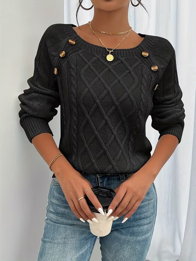 Tessa | Square Neck Cable Knit Sweater
