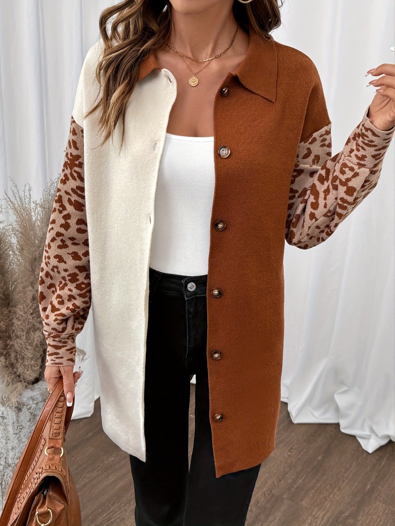 Sabina |  Leopard Knit Cardigan Coat