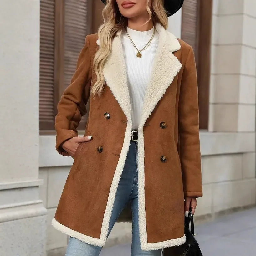 Annie | Mid-Length Suede-Feel Coat