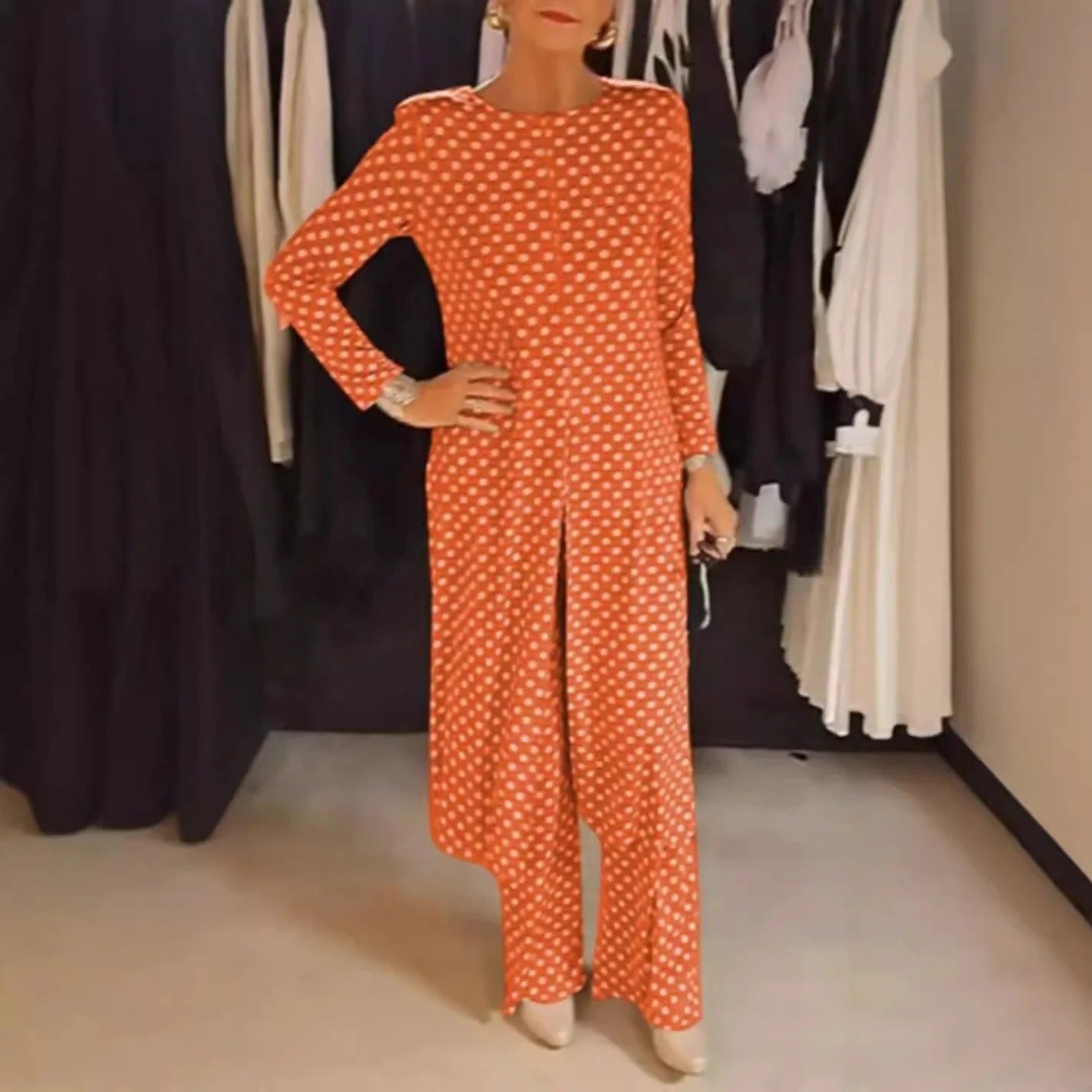 Emma | Stipple Top & Pants 2-Piece Set