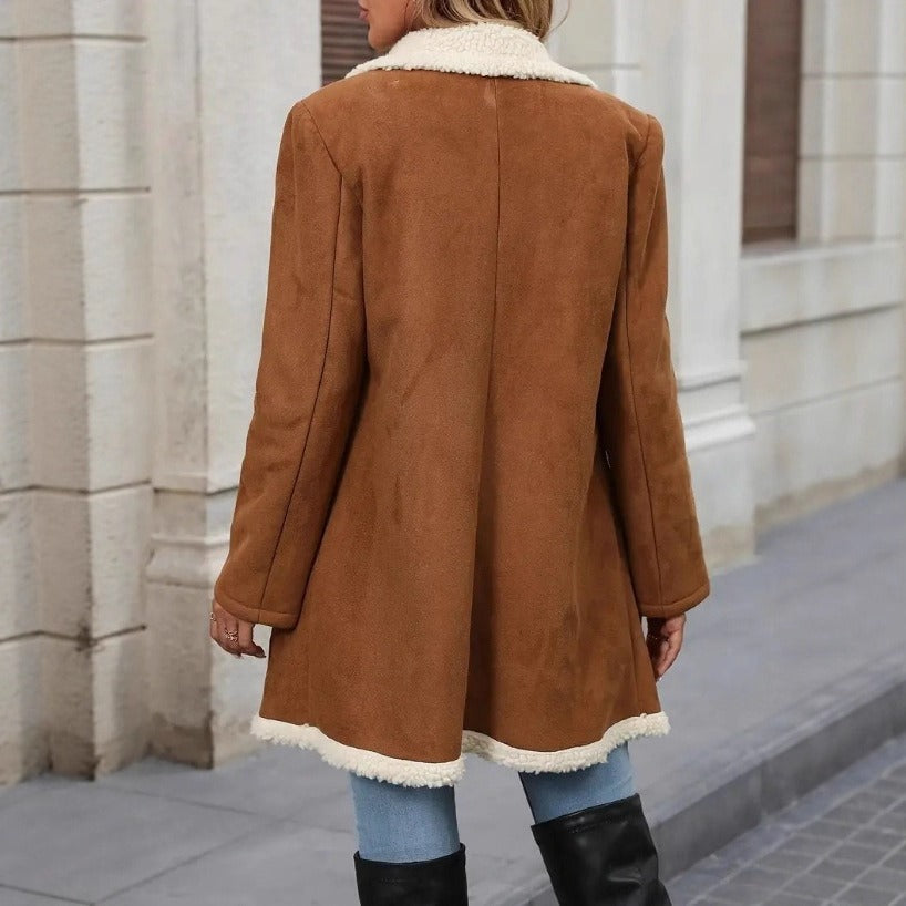 Annie | Mid-Length Suede-Feel Coat