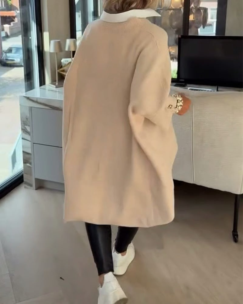 Hazel | Asymmetric Buttoned V-Neck Sweater
