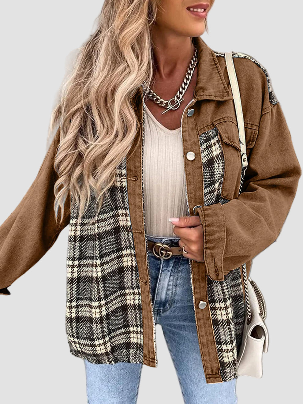 Sophie | Checkered Denim Jacket