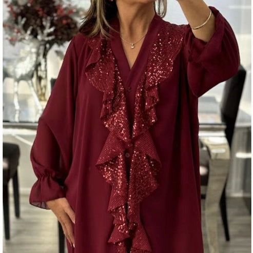 Calista | Elegant Chiffon Sequin Blouse