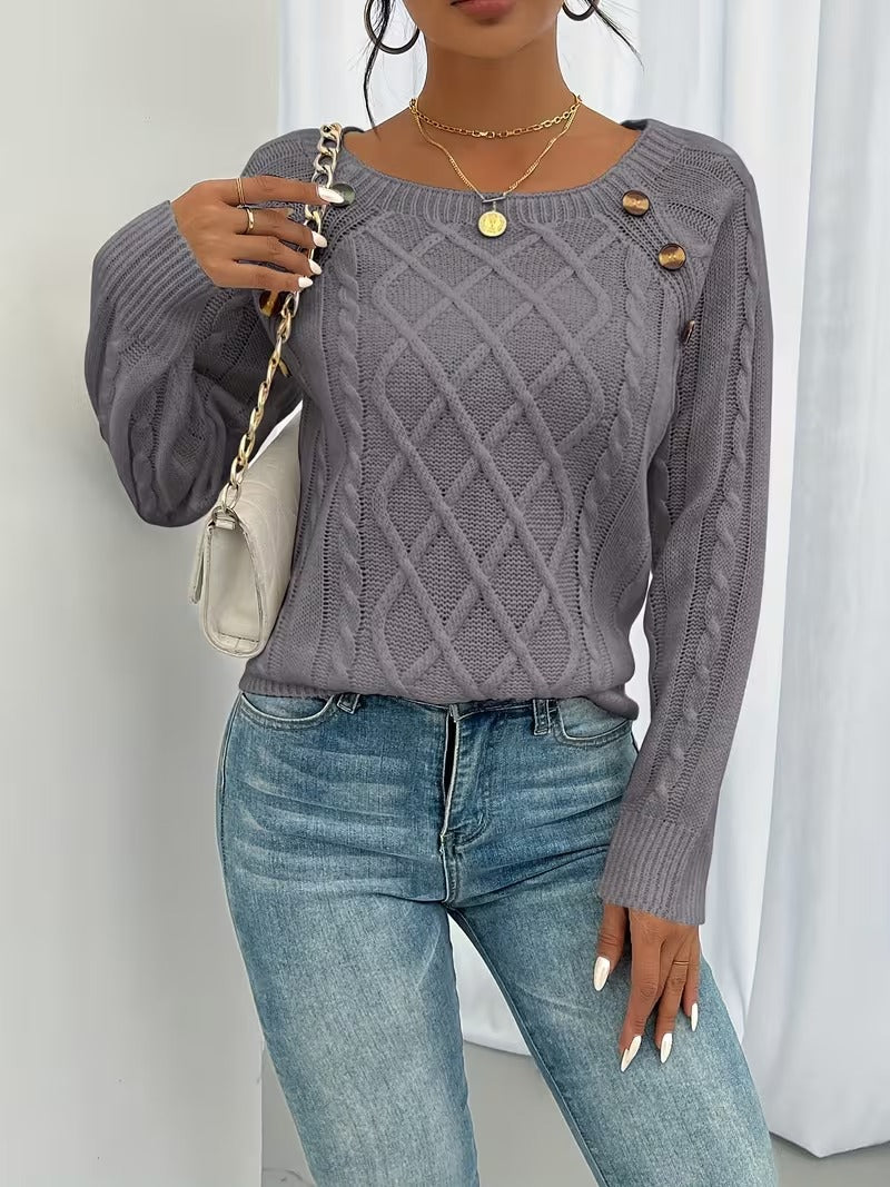 Tessa | Square Neck Cable Knit Sweater