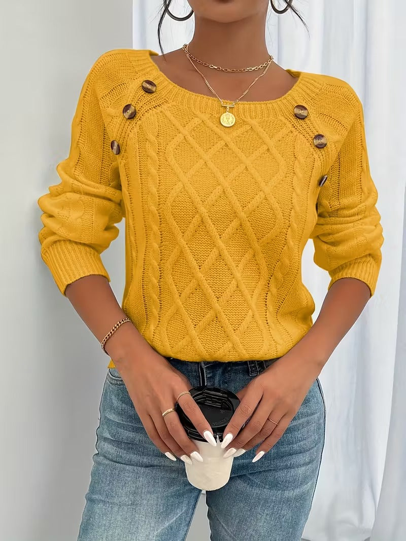Tessa | Square Neck Cable Knit Sweater