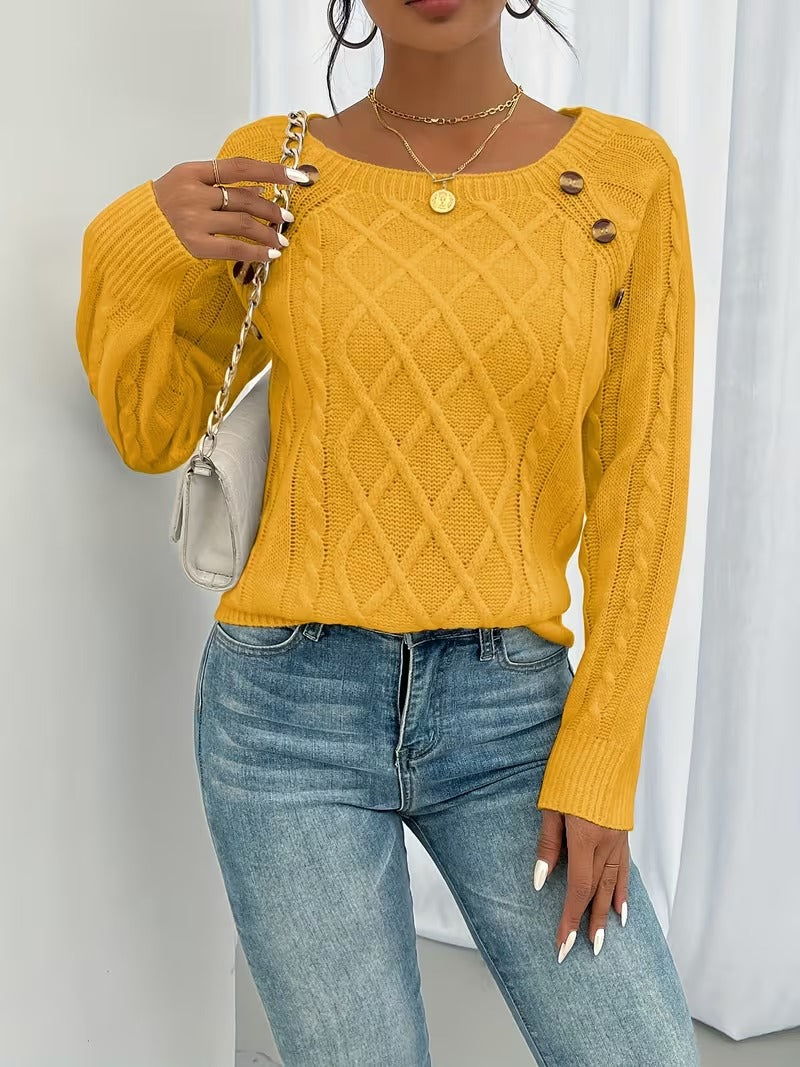 Tessa | Square Neck Cable Knit Sweater