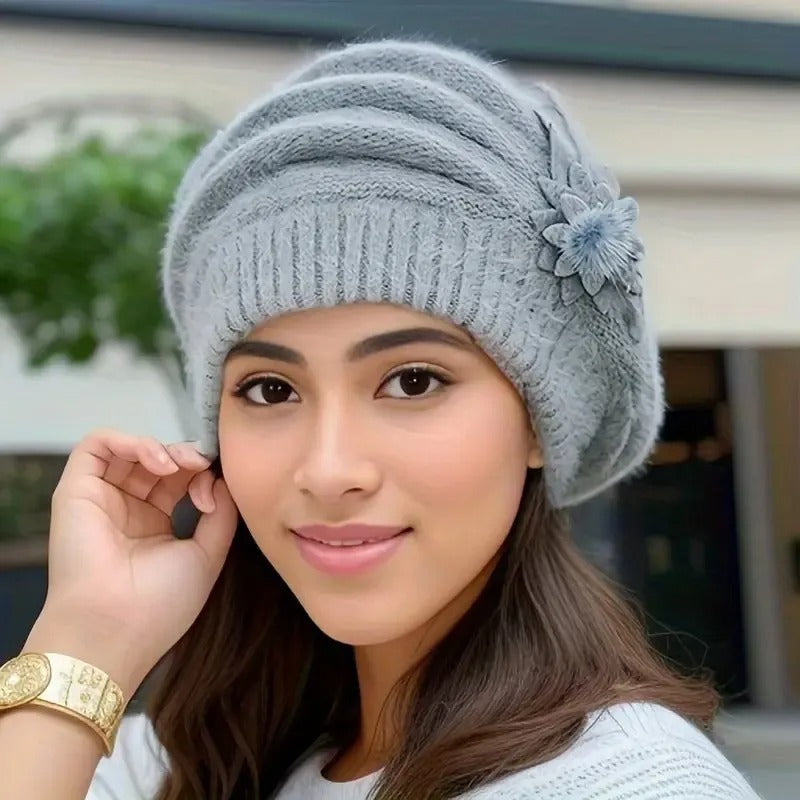 Floreva | Women's Flower Knit Beanie