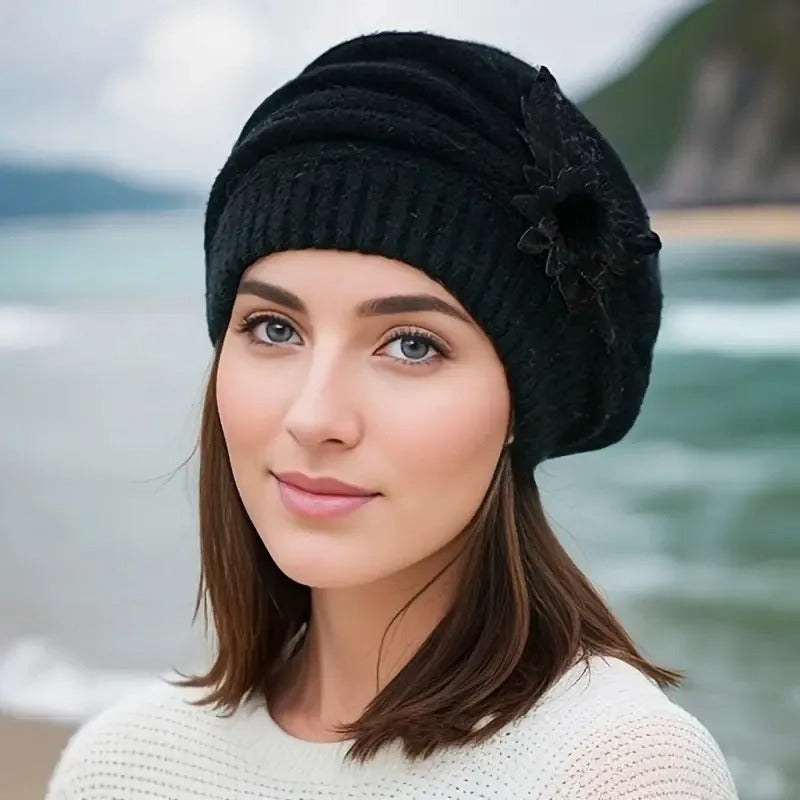 Floreva | Women's Flower Knit Beanie