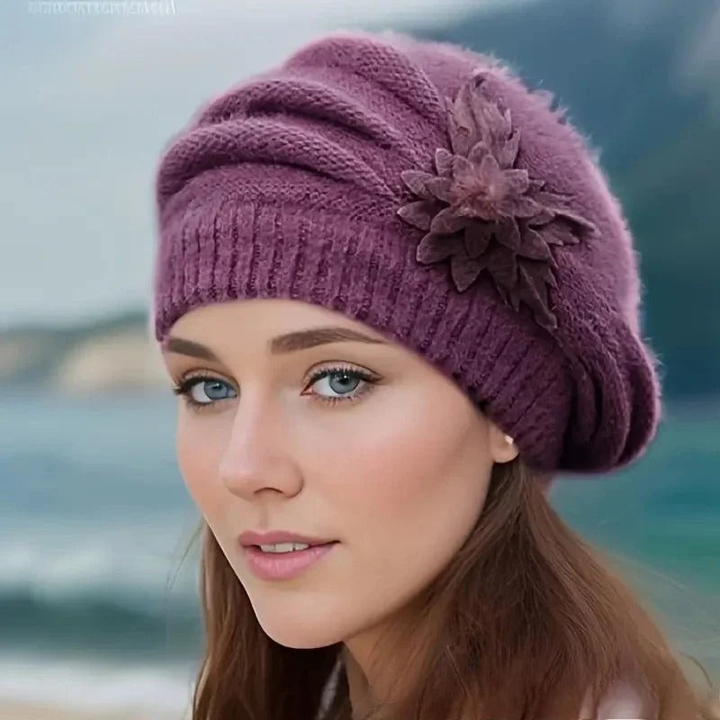 Floreva | Women's Flower Knit Beanie