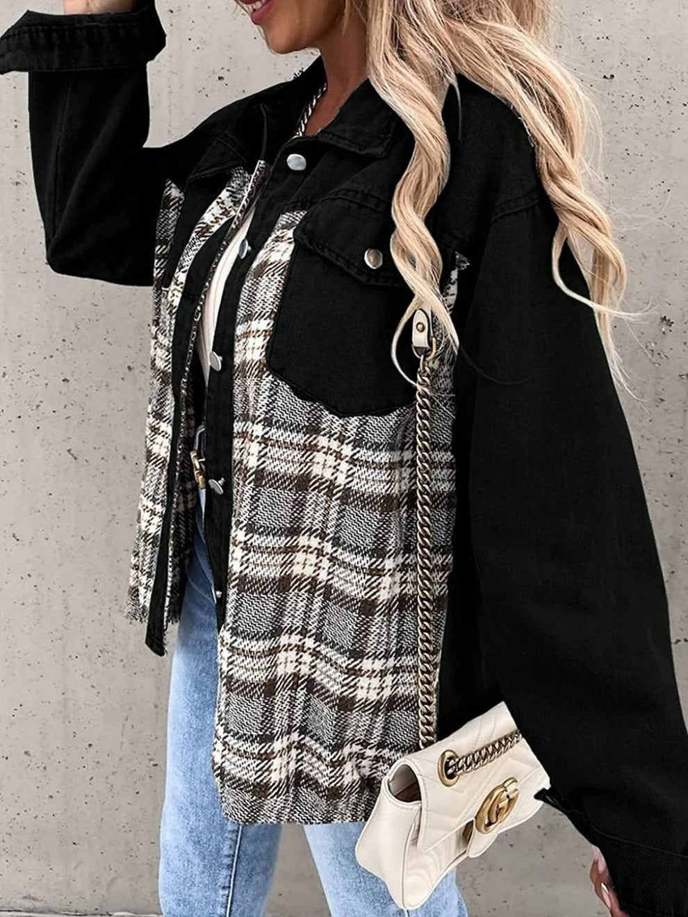Sophie | Checkered Denim Jacket