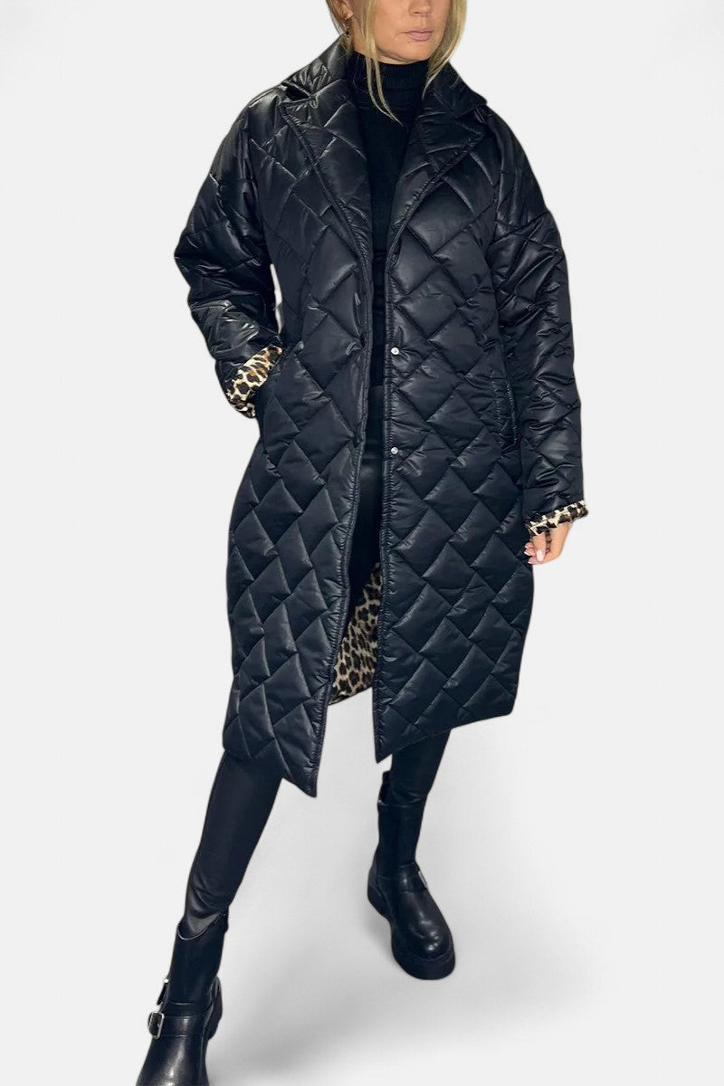 Ofira | Quilted Coat with Leopard Lining