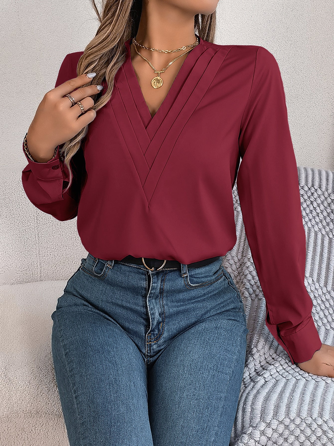 Lizzy | Elegant V-Neck Blouse