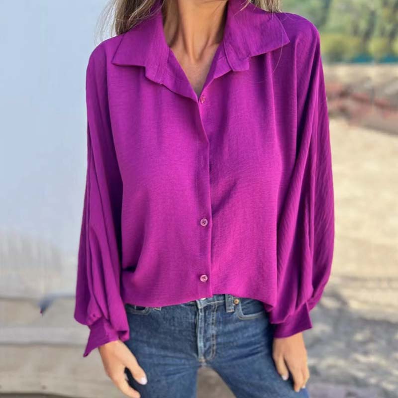 Amalyn | Elegant Solid Button-Up Blouse